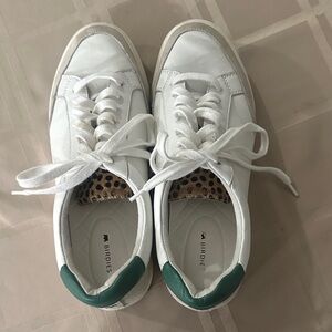 Birdies White Sneakers with Green and cheetah Accents